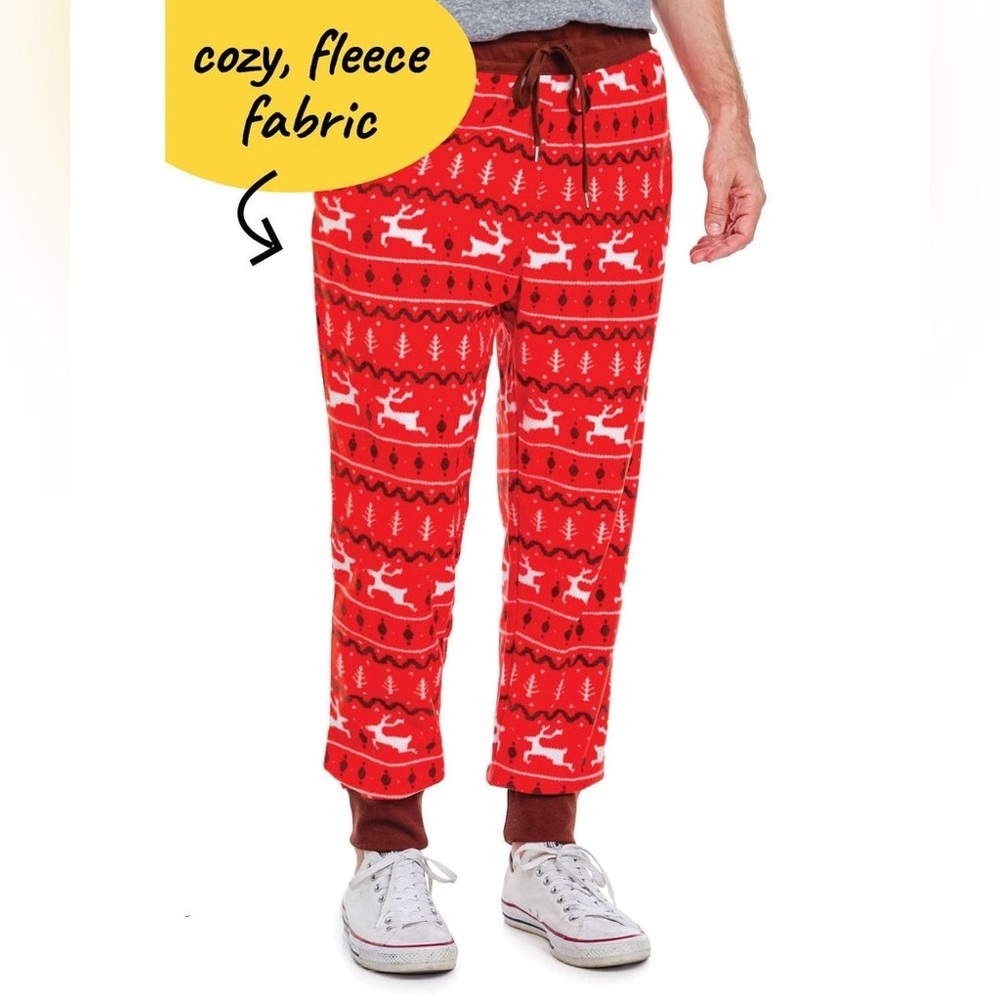 Tipsy Elves Red Reindeer Joggers With Pockets Christmas Pants - NWT